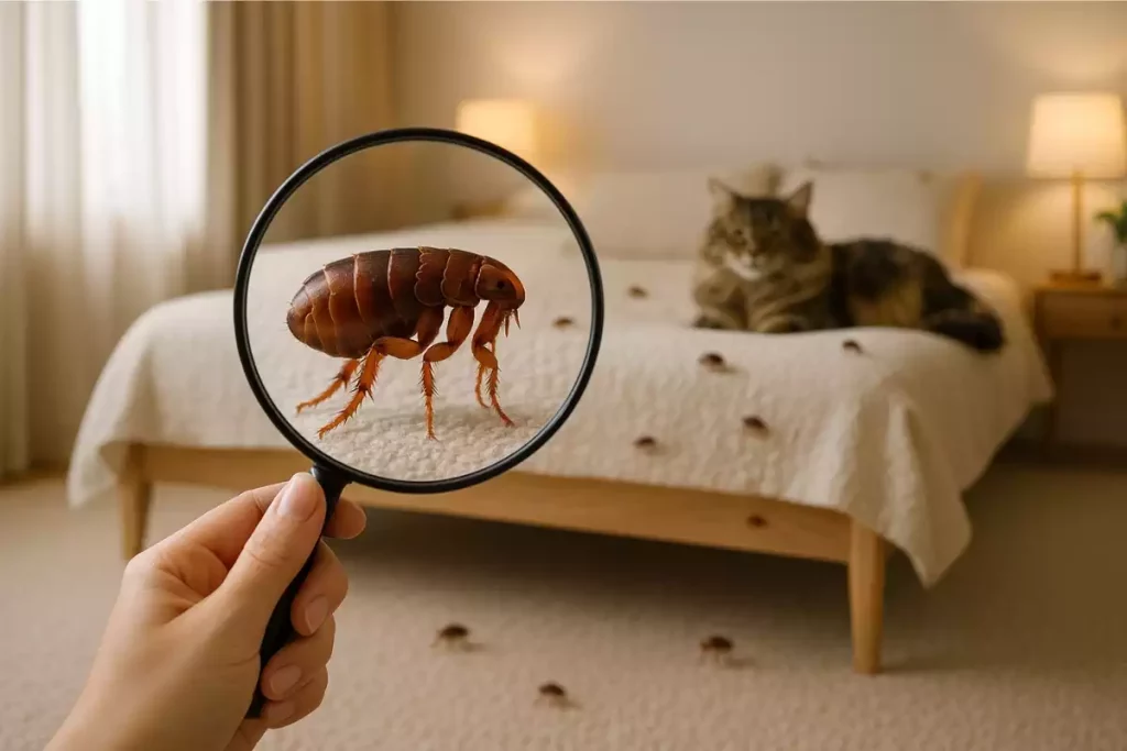 Illustration d’un traitement anti-puces pour maison et animaux à Lille.